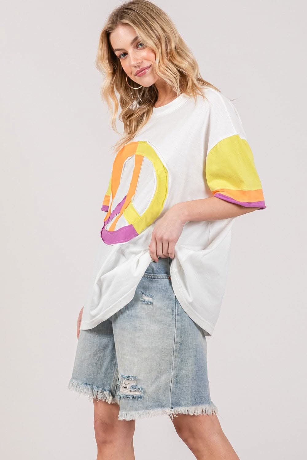 SAGE + FIG Color Block Peace Applique T-Shirt - Love Salve